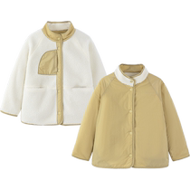 Mini Balabala parent-child jacket for boys and girls winter baby and children reversible polar fleece jacket