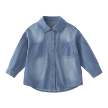 Childrens shirts for women 2024 big childrens autumn denim shirts for girls spring and autumn pure cotton tops trendy baby autumn clothes for boys