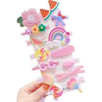 HOUYA 14-piece set of popular childrens cartoon hairpins Korean princess headdress fresh and cute small hairpins for girls
