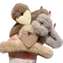 HOUYA autumn and winter Maillard style plush clip medium ball head shark clip headband temperament hair accessories 2 pack