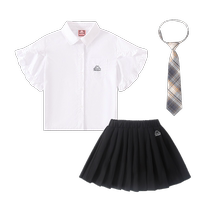 Kappa Kids college style boys and girls suit 2024 summer short-sleeved childrens shirt shorts short skirt two-piece set