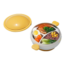 British stainless steel food supplement bowl learning to eat baby compartment water-filled insulation bowl childrens suction cup bowl tableware