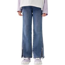 Balabala childrens clothing childrens jeans girls 2024 autumn new style medium and large childrens fashionable childrens flared trousers