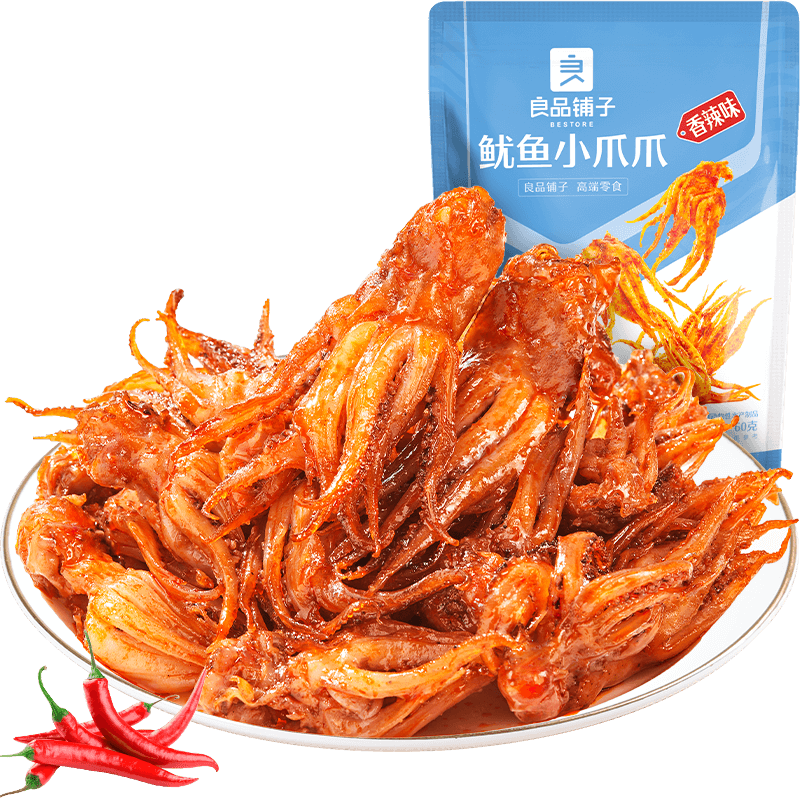 良品铺子鱿鱼小爪爪香辣味即食海味海鲜零食熟食小吃