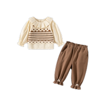 Banxidi Girls Suit Autumn 2024 New Style Baby Shirt Childrens Pants Spring and Autumn Childrens Three-piece Set