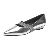 Daphne Silver Shoes Womens Shoes Mary Jane Shoes 2024 New Summer Rhinestone Pointed Toe Small Leather Shoes with Skirt