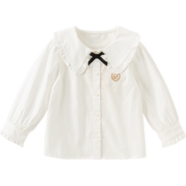 David Bella girls pure cotton shirt 2024 new autumn clothing childrens style shirts for older children college style tops