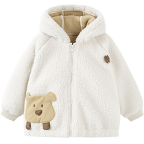 (Fleece Jacket) Mini Balabala Winter New Double-sided Warm Jacket for Boys and Girls Baby Warm Plush Jacket