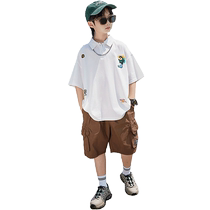 Yibeitong Boys Summer Suit 2024 Childrens Summer Short-Sleeved Thin Sports Casual POLO Shirt Summer Style for Big Children