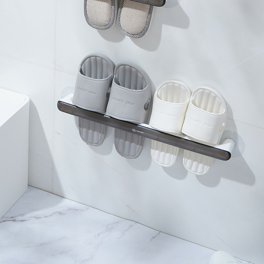 Qingqingmei bathroom slippers rack double wall-mounted free punching wall door shoe drain storage rack