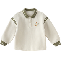 David Bella Boys Long Sleeve T-Shirt 2024 Spring Childrens Waffle Bottoming Shirt Medium and Large Childrens POLO Shirt