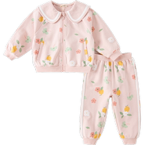 David Bella girls two-piece set 2024 spring and autumn childrens college style suit new baby sports clothes