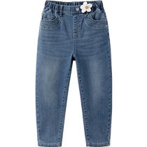 (Same style in the mall) Balabala childrens clothing girls pants winter plus velvet denim trousers childrens comfortable carrot pants