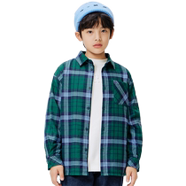 Balabala childrens long-sleeved plaid shirt autumn and winter new style inner style college trendy boys and older children