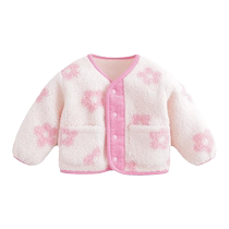 Mark Jenny Spring and Autumn 2024 new style non-sensory printed polar fleece jacket for boys and girls baby tops