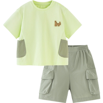 Mini Balabala boys and girls baby childrens short-sleeved suit summer moisture-absorbing quick-drying antibacterial cooling suit