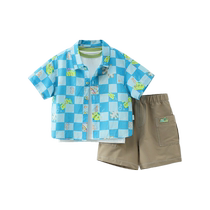 Resort style three-piece set] Qiqi Xiong boys summer suit outdoor childrens short-sleeved shirt baby summer shirt