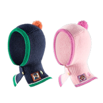 () Paw Paw Team Childrens Hat Winter Boy Baby Pullover Hat Girl Neck Collar Integrated Ear Protection and Warmth