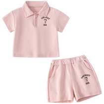 Banxidi girls sports suit summer new fashionable childrens clothing childrens fashionable two-piece set baby clothes summer clothing