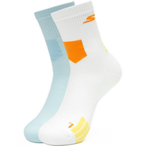 Skechers Skechers 2024 same style mid-calf socks for men and women bright white ice mist blue beauty black