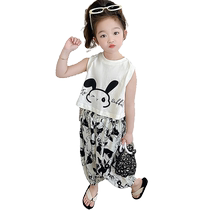 Yuyingfang Baby Girl Summer Suit 2024 Little Girl Sleeveless Vest Fully Printed Rabbit Pants Casual Two-piece Set