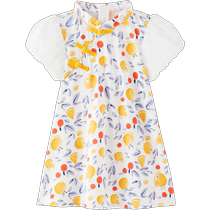 English children crushed floral dress with dress foam sleeves 2023 Summer girls Short sleeves Princess Leia dress Sciento dress