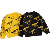 (Off-season clearance) Mark Jenny Winter Clothes Boys Smiley Jacquard Sweater Childrens Sweater Round Neck Pullover