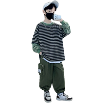 Yibeitong Boys Autumn Clothing Set New Childrens Autumn Sports Clothes for Big Children Spring and Autumn Style Handsome Trendy Clothes