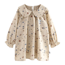 Snoopy childrens clothing girls dress childrens summer dress girls cute fashionable A-line skirt pure cotton doll collar long sleeves