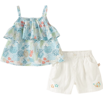 David Bella childrens shorts set 2024 summer new style girls pure cotton camisole two-piece baby girl set