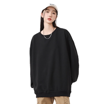 Meow Full Score American Retro Round Neck Sweater Womens Right Shoulder Loose Lazy Style Long Sleeve Couple Style