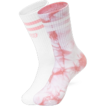 (Same style for celebrities) Skechers mens and womens same style long socks tie-dye versatile fashionable antibacterial socks