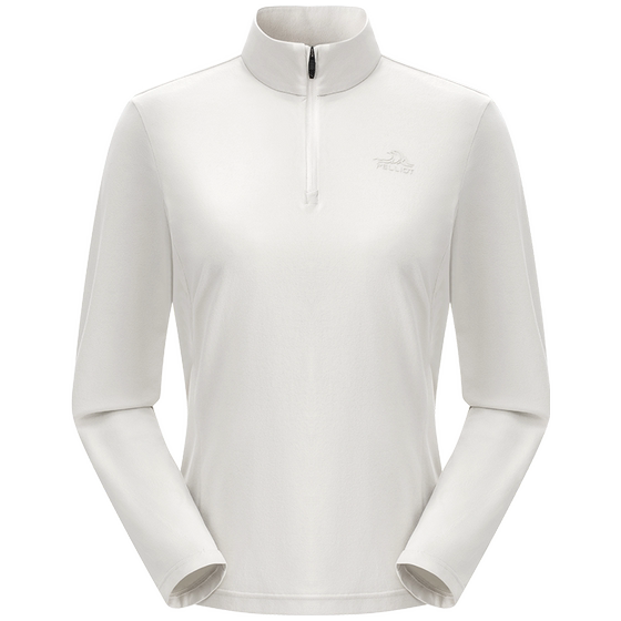 Pelchhe outdoor quick-drying T-shirt for women standing collar slim fit sports long sleeve men hiking mountain climbing and running casual base coat
