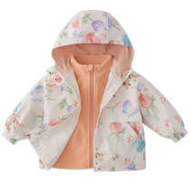 Girls three-in-one jacket older childrens autumn waterproof cardigan childrens two-piece set autumn clothing trendy boys coat autumn and winter