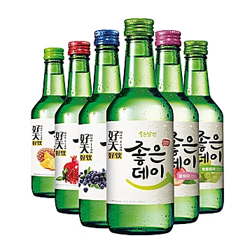 6瓶韩国烧酒原味蓝莓蜜桃青葡萄菠萝石榴果[2元优惠券]-寻折猪