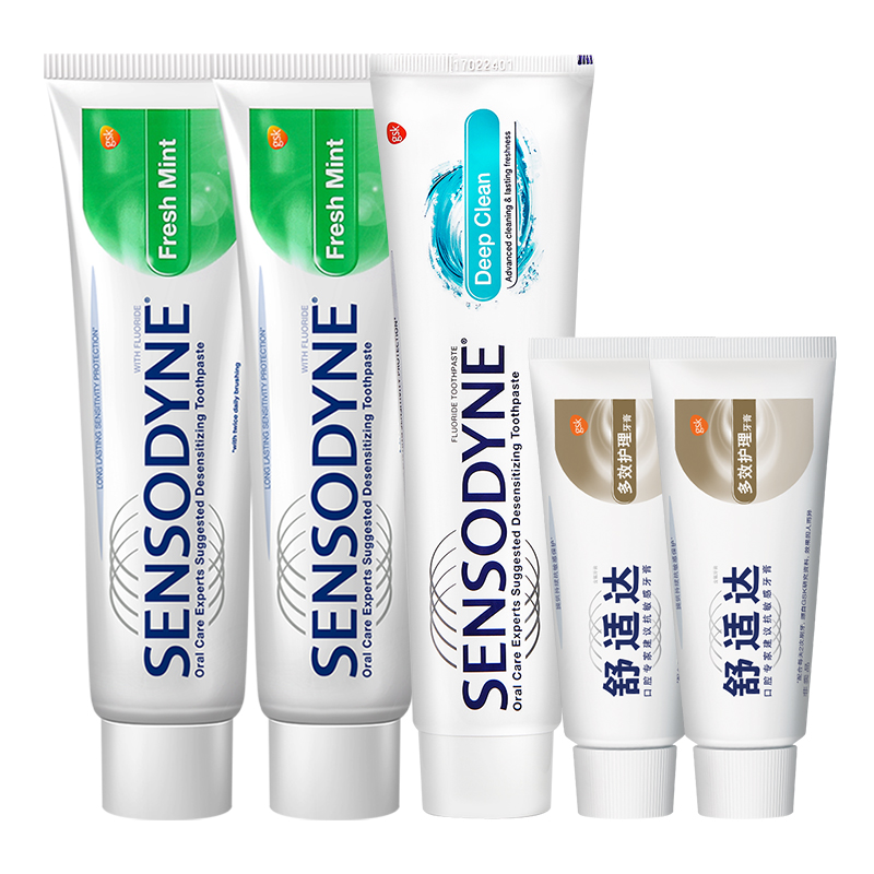 sensodyne 舒适达 薄荷沁爽多效护理牙膏套装 440g/5支