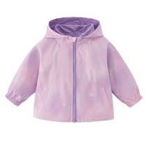 Girls coats spring and autumn childrens autumn hooded water-repellent clothes baby waterproof autumn clothes trendy childrens jackets