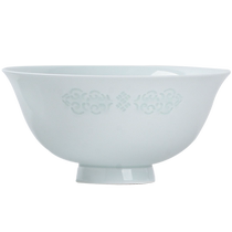 Jingdezhen ceramic household solid color rice bowl high temperature white porcelain tableware Ruyi rice bowl microwaveable