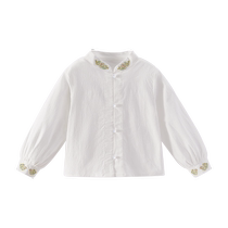 Girls spring and autumn shirts big childrens long-sleeved autumn Chinese classical white shirts childrens inner wear girls autumn tops