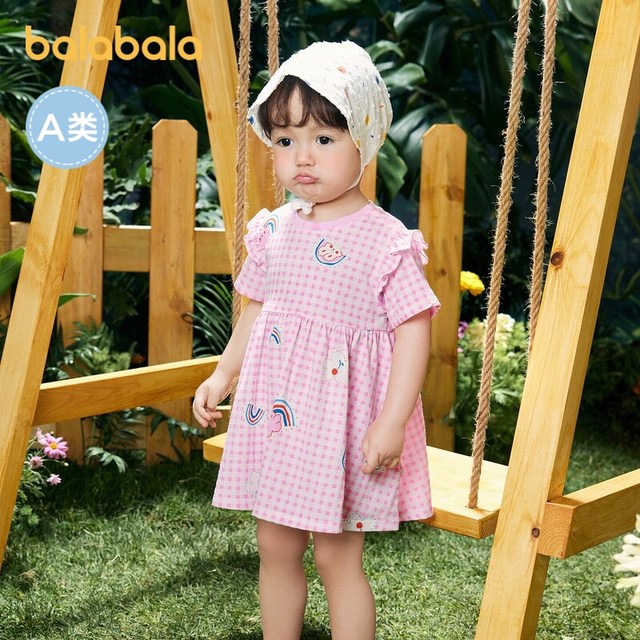 Balabala girls dress baby skirt baby princess skirt children 24 summer new pure cotton Korean version