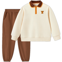Yings childrens suit spring and autumn casual sweatshirt and sweatpants suit for boys and girls outing suit for middle and older children 2024 new style