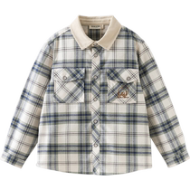 David Bella boys plaid shirt 2024 new autumn childrens cotton shirt medium and large childrens style top