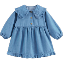 Mark Jenny 2024 new autumn clothing girls lace collar denim dress childrens skirt