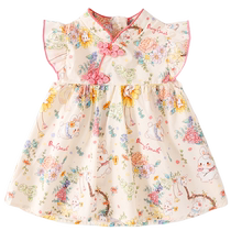 Banxidi girls dress summer new style national style cheongsam dress baby one year old dress summer children princess dress