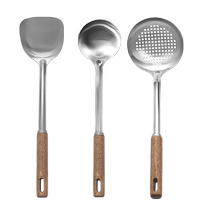 Tajia spatula household stainless steel cooking spatula kitchen utensils vegetable spatula frying spoon non-stick spatula with wooden handle 1
