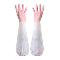 Thickened dishwashing gloves warm and velvet housekeeping cleaning gloves womens autumn and winter kitchen laundry rubber gloves