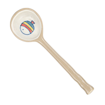 Modern housewife Japanese cute little spoon home coarse pottery long handle soup spoon retro ceramic high-value spoon