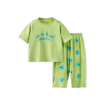 7A Modal] Qiqi Xiong childrens pajamas boys summer thin home clothes set baby air-conditioned clothes breathable