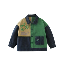 Qiqi Xiong childrens denim jacket boys spring and autumn 2024 new baby autumn clothing childrens clothing anti-fading