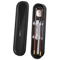 Cornwood chopsticks and spoon set for students and office workers to take away portable storage tableware for one person to eat three-piece set